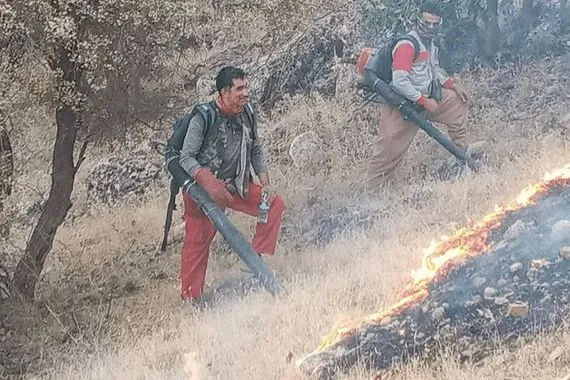 السيطرة على حريق واسع في مراعٍ قرب الحدود العراقية الإيرانية صور وفيديو شفق نيوز