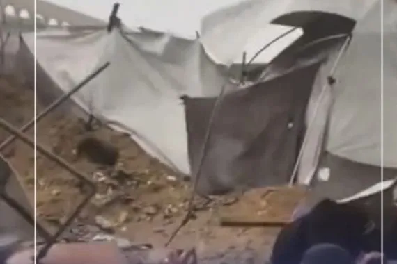 رياح عاتية تمزّق خيام النازحين مع اجتياح منخفض جوي غزة وكالة الانباء العراقية واع