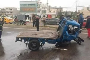 مصرع شخص وإصابة 4 بتصادم مركبتين ودراجة نارية وسط كركوك